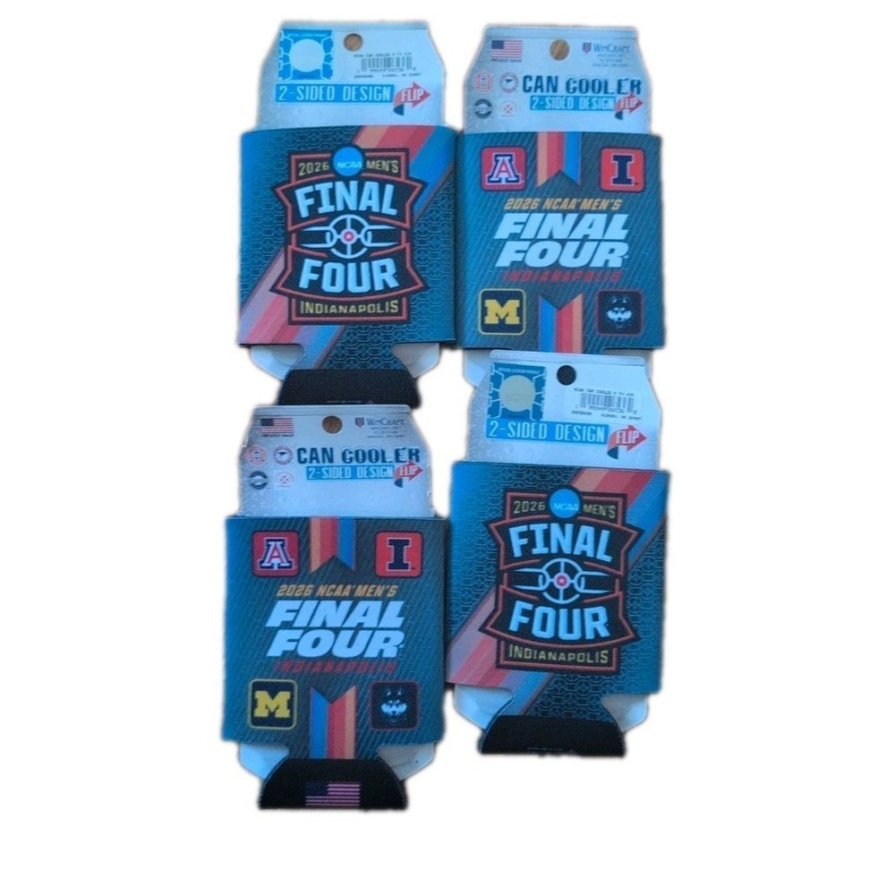 2026 Men's NCAA Final Four Illinois Michigan Arizona UConn Koozie Indianapolis!